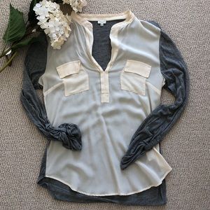 Babaton Grey / Cream 3/4 Length Tee